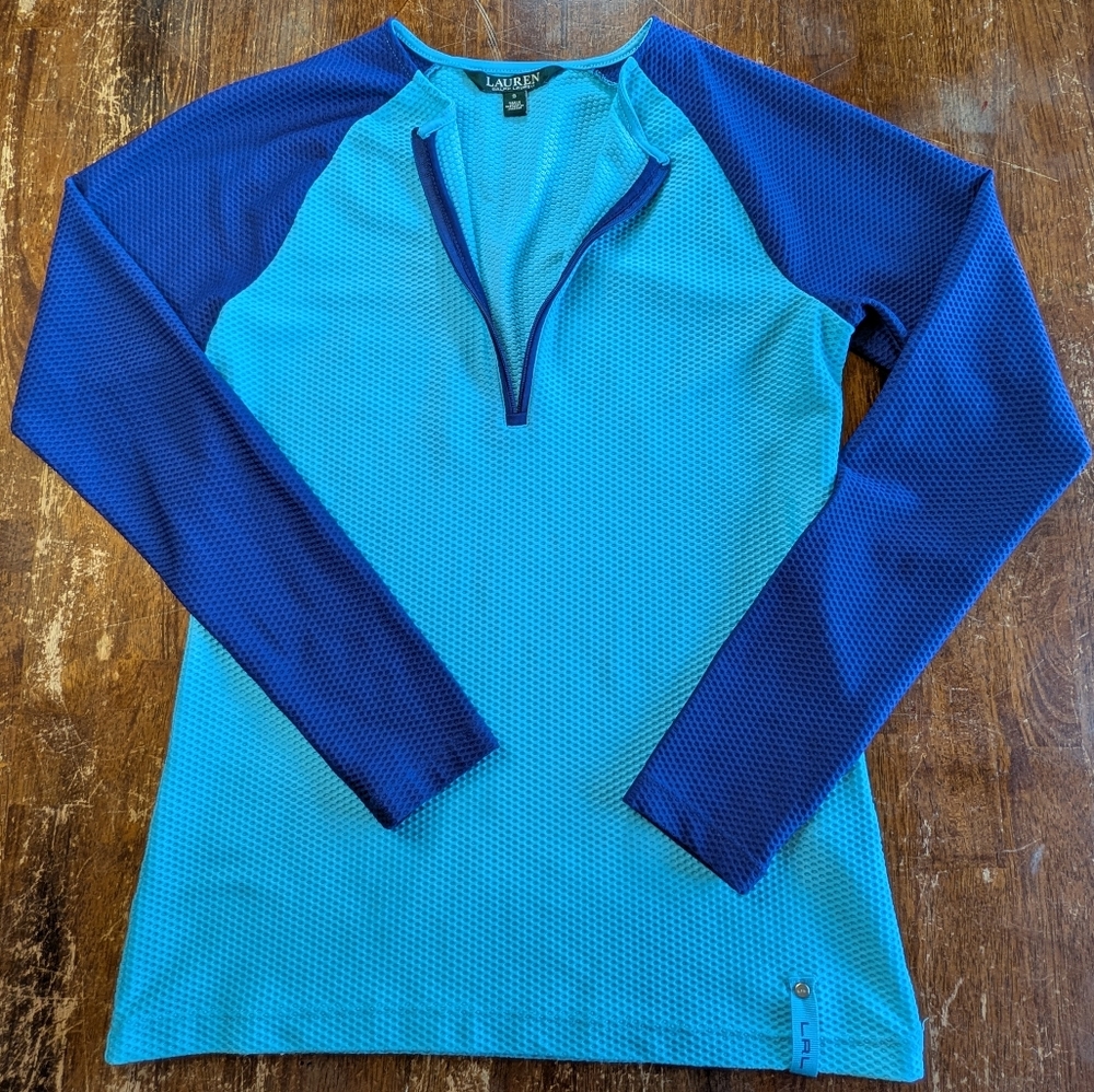 Lauren Ralph Lauren Activewear Waffle Knit Two-Time Quarter Zip Pullover Top